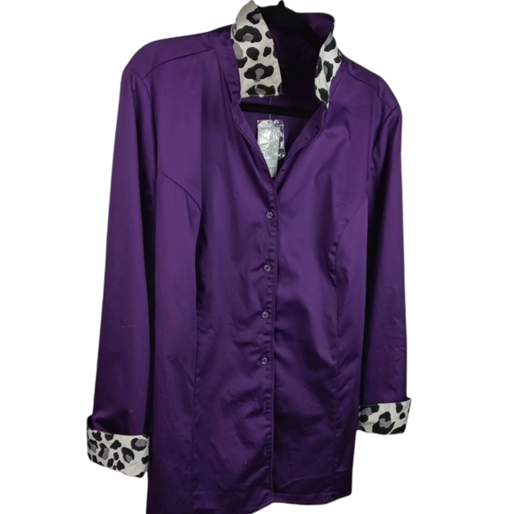Lane Bryant purple animal print accent top - Picture 2 of 8